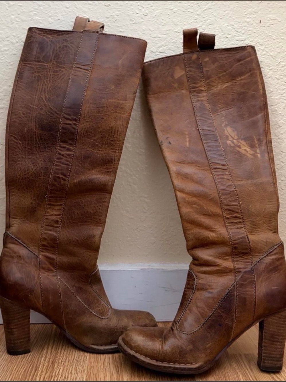 Frye vintage villager Tall Brown Leather Heeled Boots